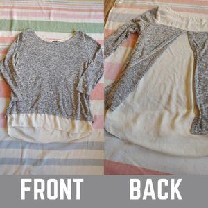 The Limited Marled Gray Split-Back Knit Sweater